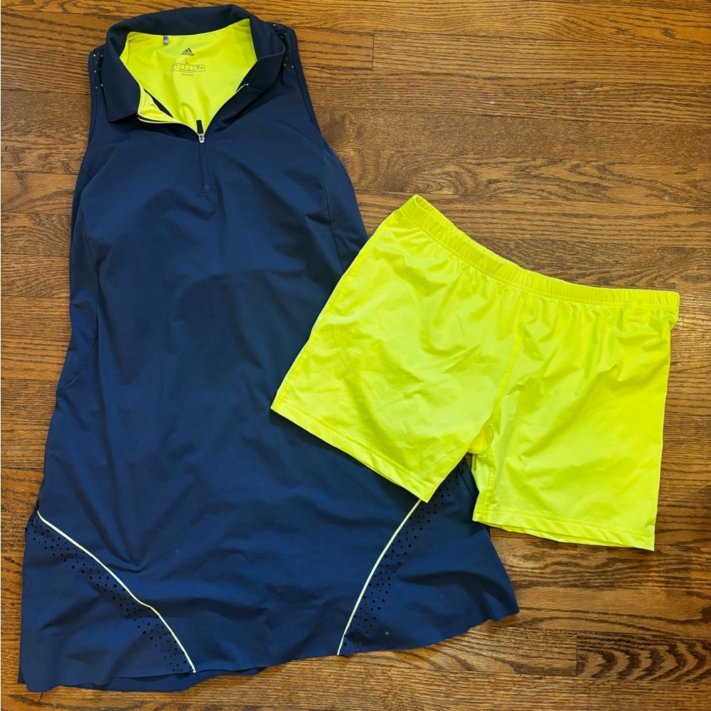 Adidas Navy and Bright Yellow Mini Dress